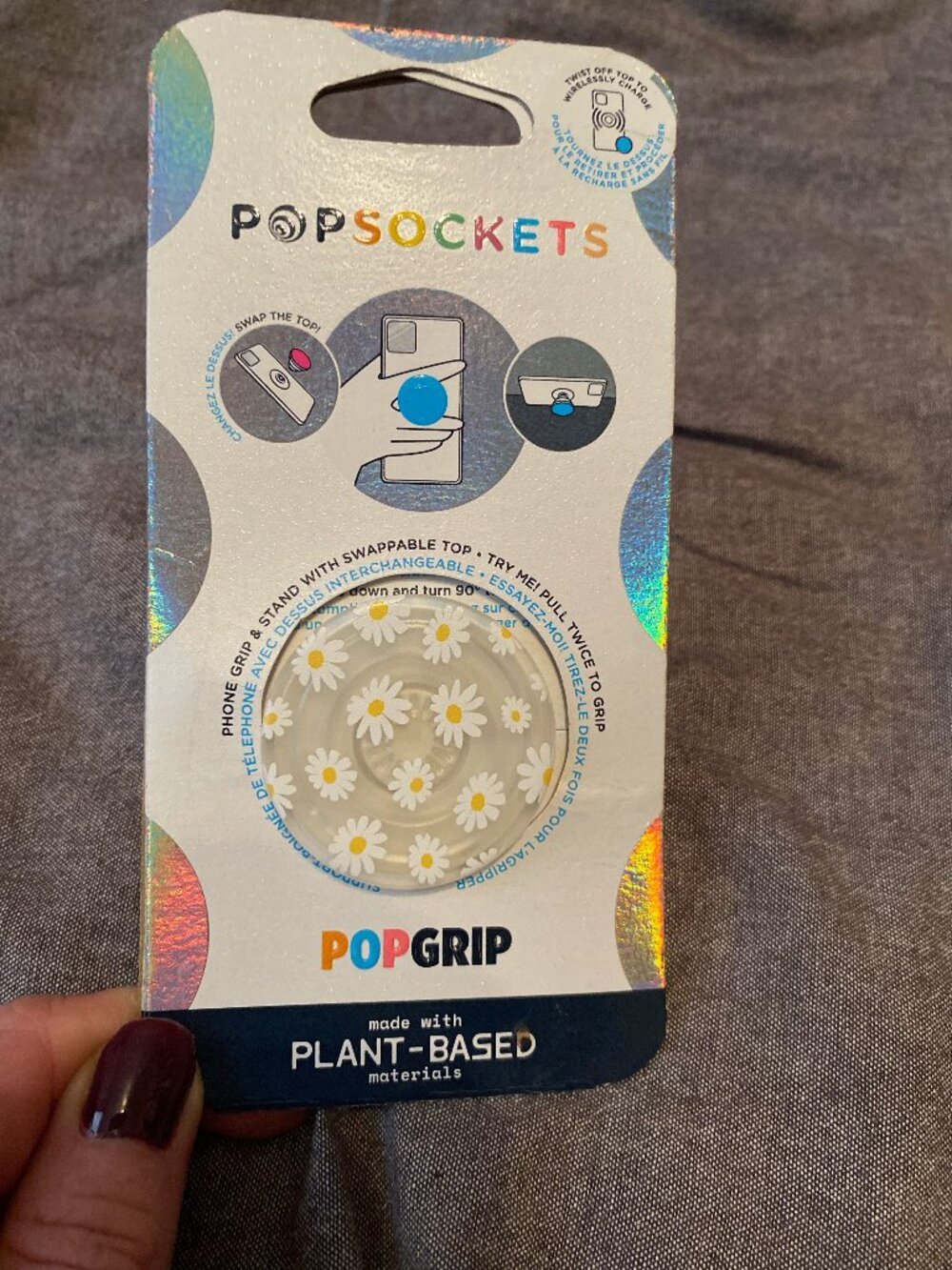 New PopSockets PlantCore He Loves Me Not Floral PopGrip Phone Grip Stand